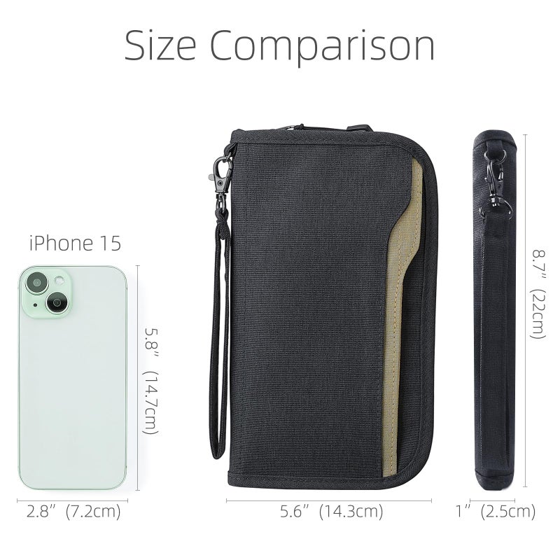ZOPPEN Rfid Passport Holder Travel Wallet Family Documents Organizer Travel Accessories for 6 Passport, #01 Black - Image 3